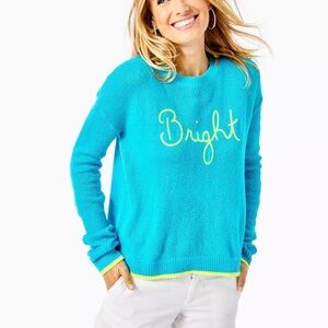 Lilly Pulitzer Turquoise Crewneck Sweater with Yellow Script